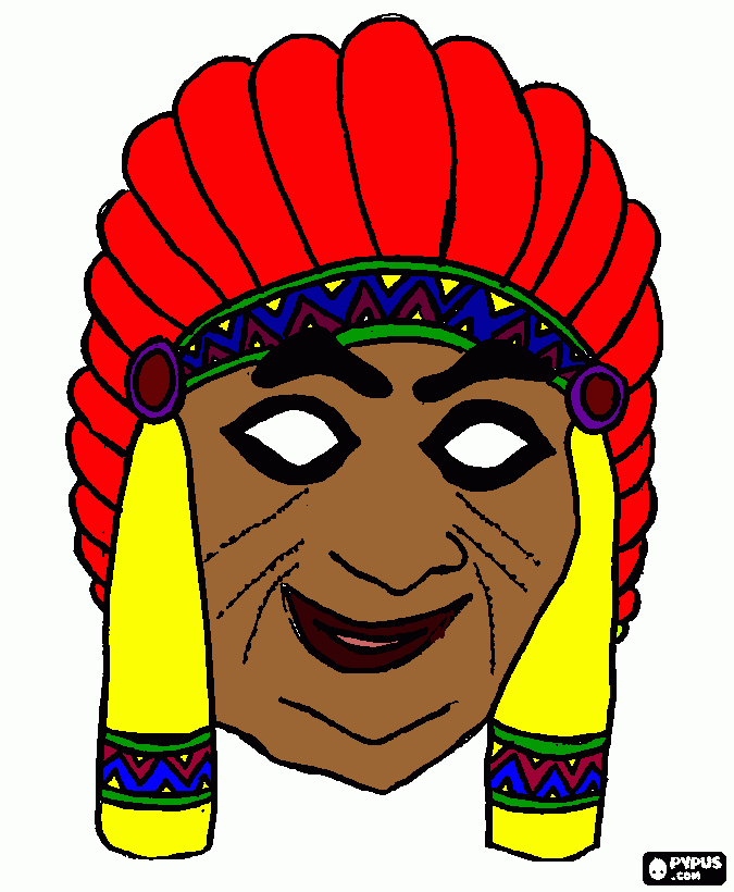 mascara de indio para colorear