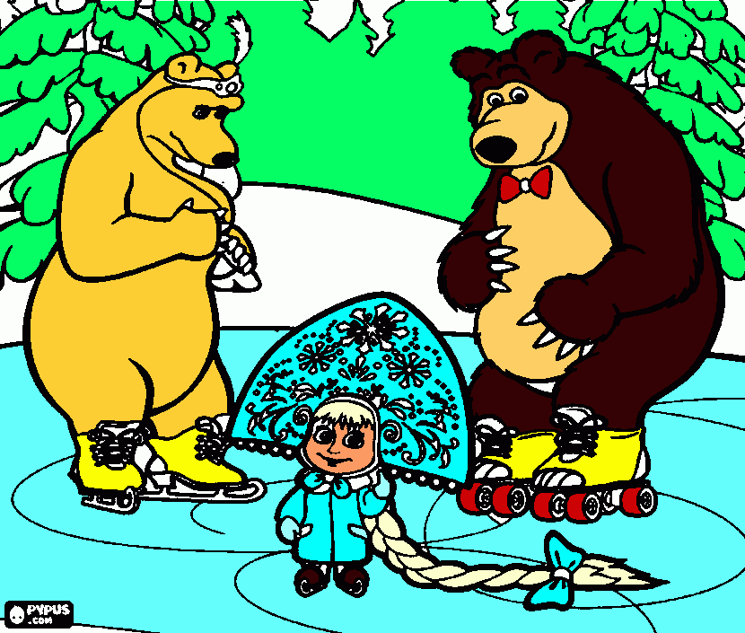 MASHA Y EL OSO para colorear