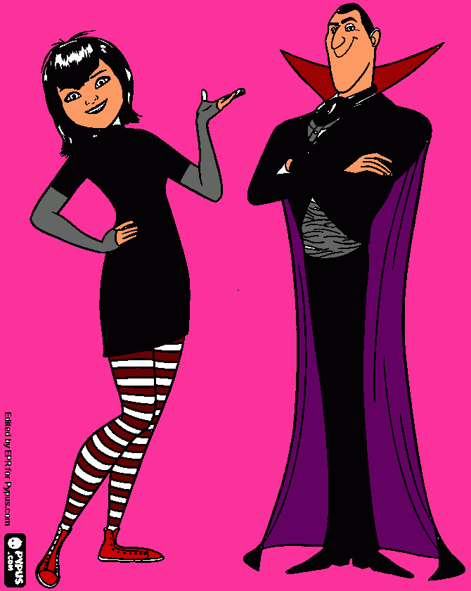 mavis y dracula para colorear