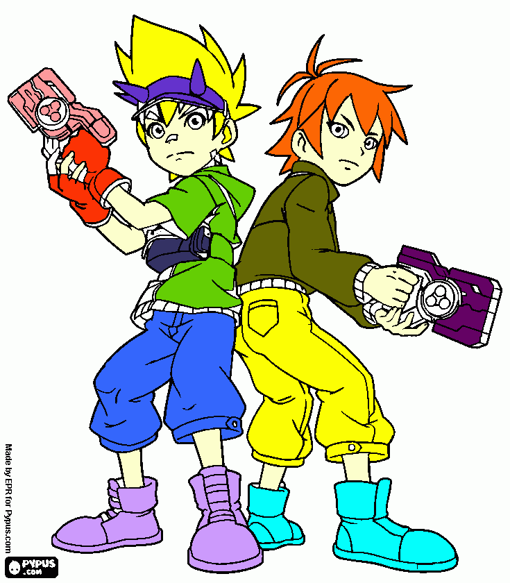 Max Taylor y Ren Owen en acción en Dinosaur King. para colorear