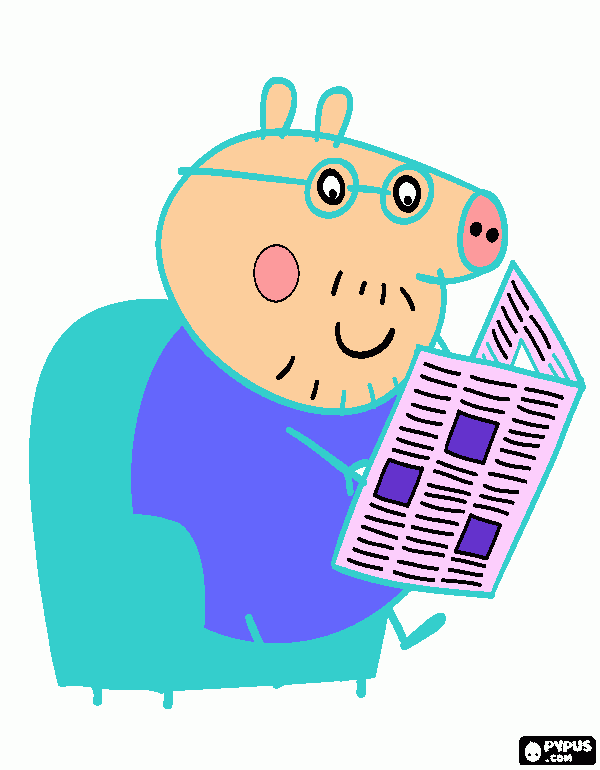 me gusta este dibujo del papá de Peppa Pig para colorear