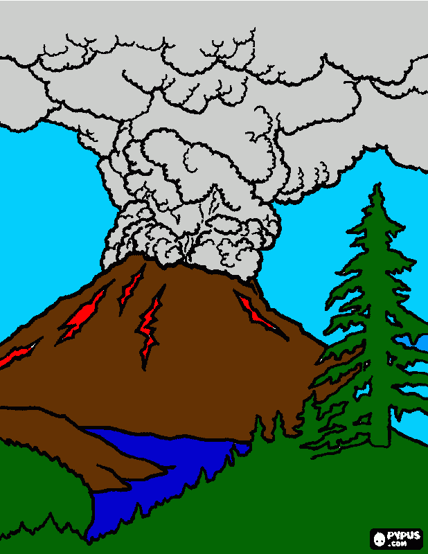 Medio Ambiente, un volcán en erupción para colorear