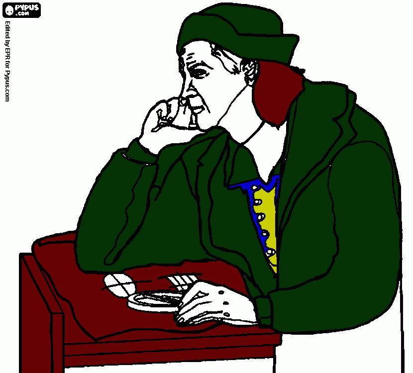 Meditación de Cristobal Colón para colorear