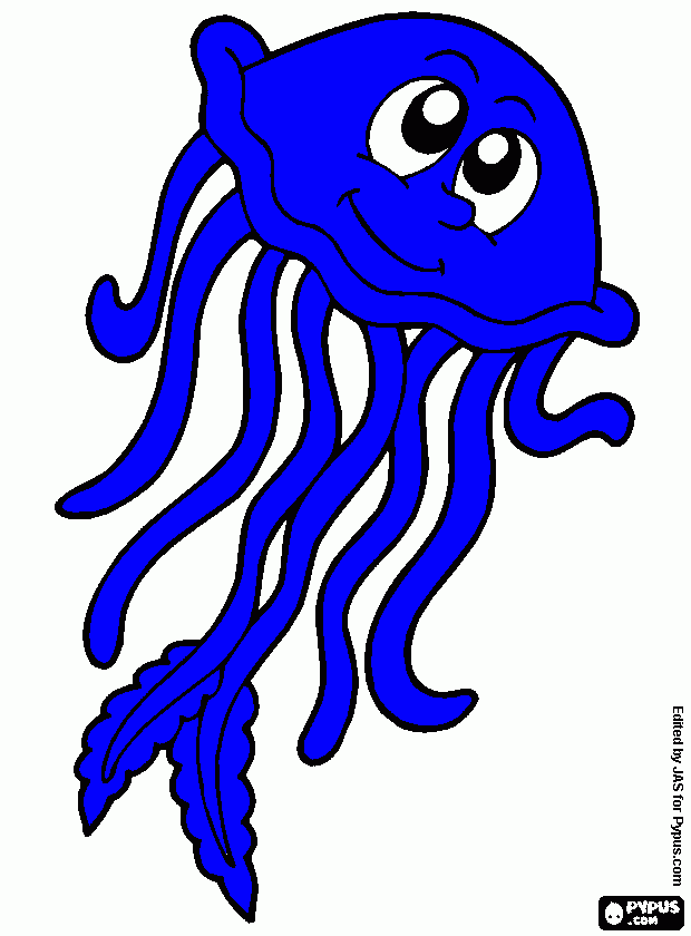 medusa azul para colorear