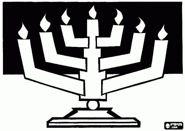 Menorá, candelabro de siete brazos para colorear