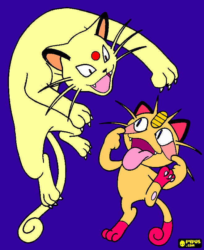 Meowth shiny y persian shiny para colorear