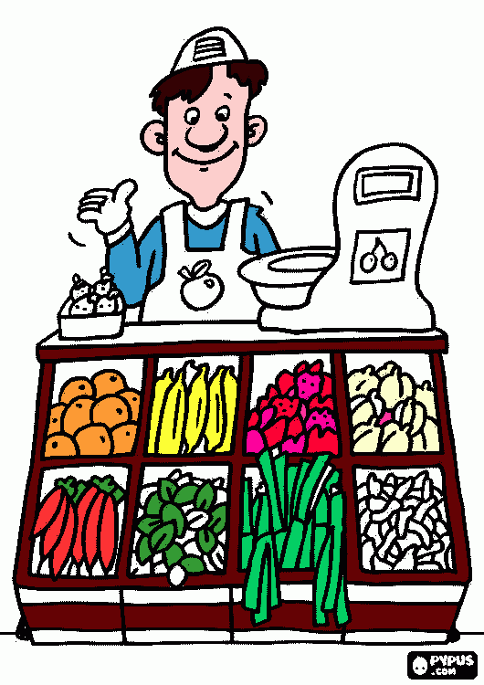 mercado de fruta  para colorear