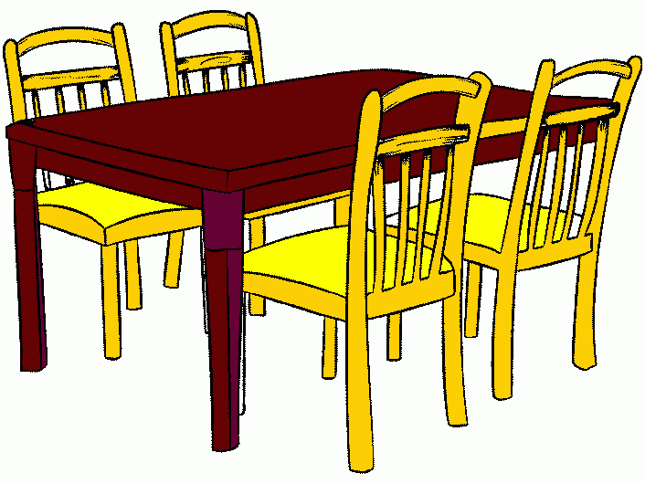 mesa con sillas para colorear