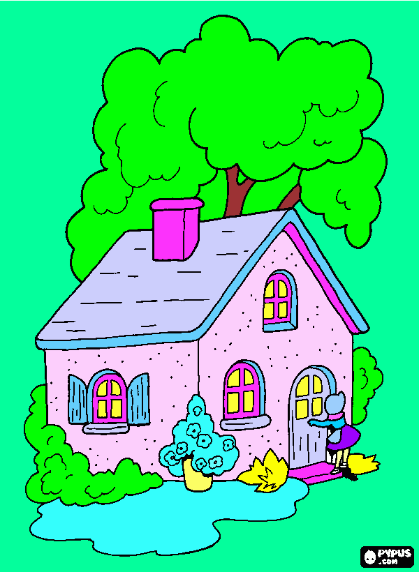 mi casa animada  para colorear