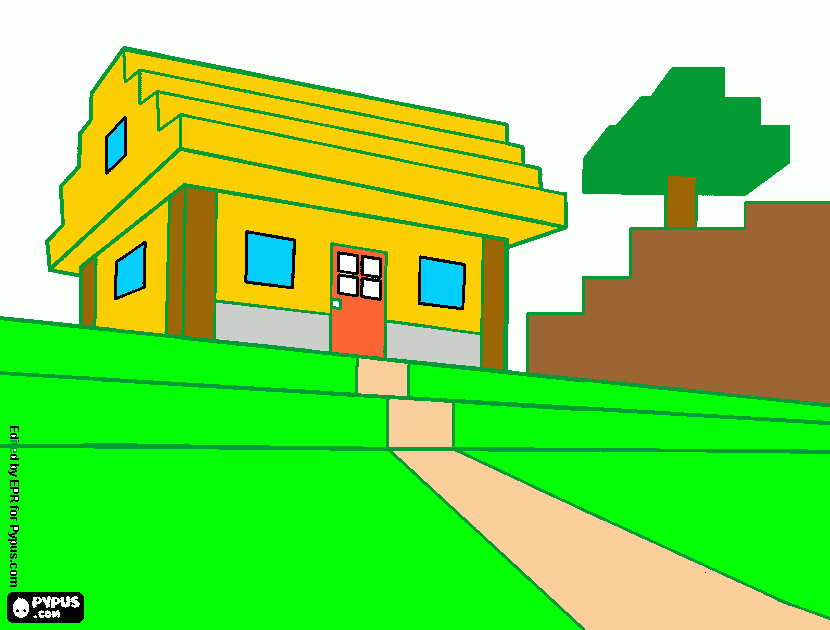 mi casa en version animada para colorear