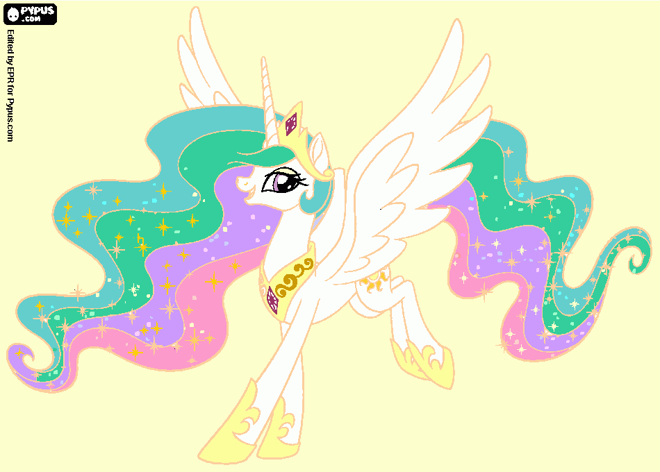mi dibujo de un unicornio arcoiris para colorear