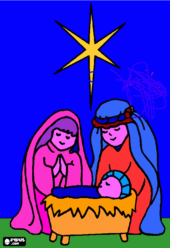 mi dibujo la sagrada familia para colorear