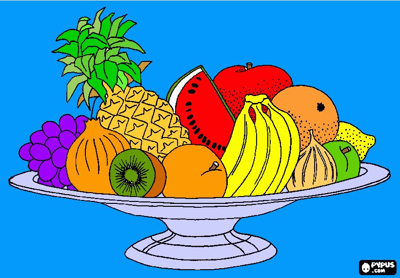 Mi Obra De Arte, una bandeja con frutas para colorear