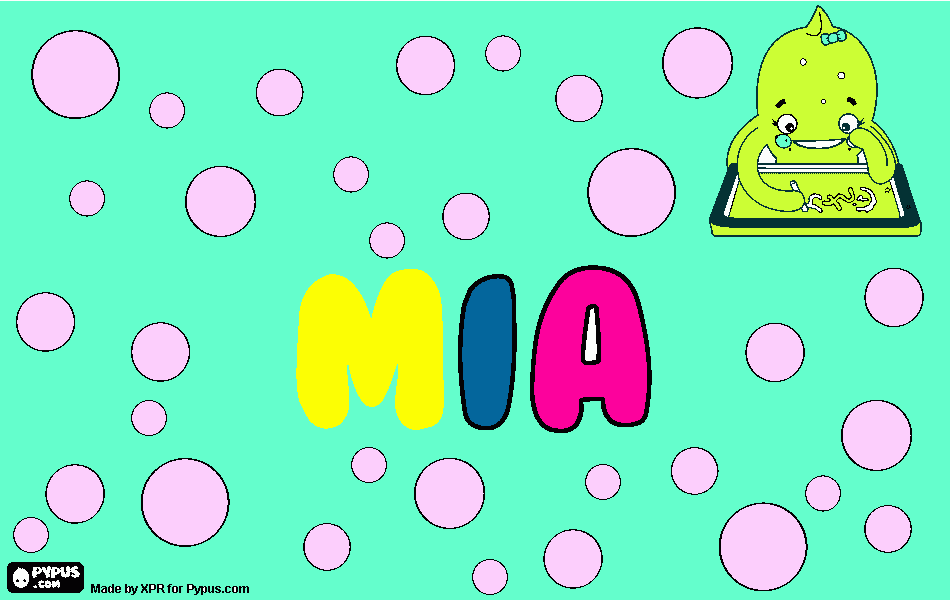 mia, mi nombre coloreado para colorear