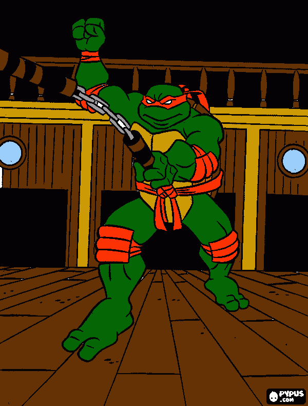 michelangelo tortuga ninja para colorear