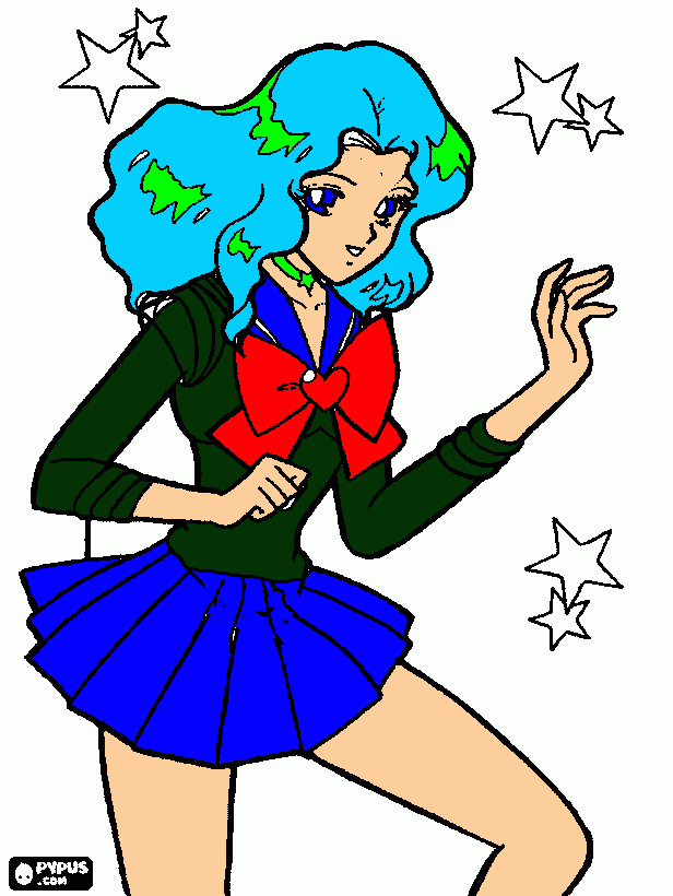 michiru con uniforme nuevo para colorear