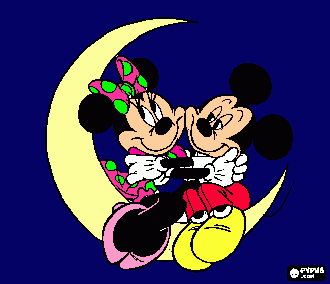 mickey en la luna  para colorear