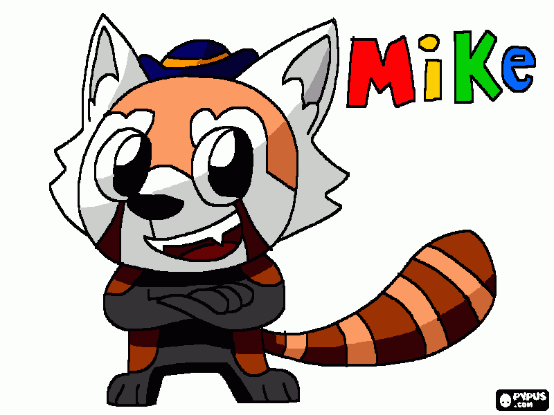 Mike el Panda Rojo de Diverland para colorear