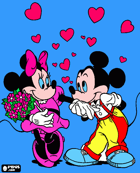 mikey y minnie enamorados  para colorear