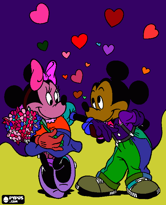 MIKEY Y SU NOVIECITA para colorear