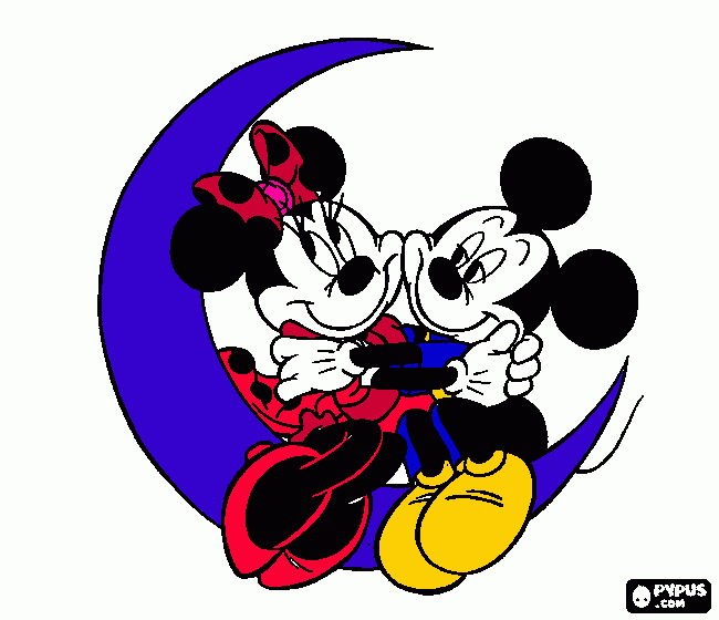 mimi y miki mause en una luna para colorear
