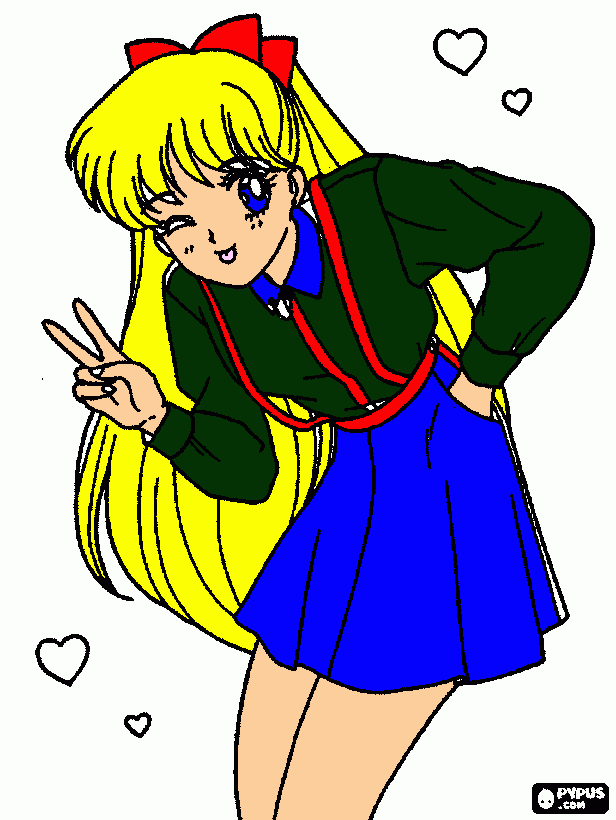 mina con su nuevo uniforme para colorear