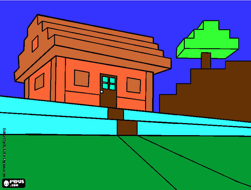 minecraft casa para colorear