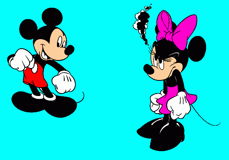 mini muy enfadada con mickey mouse para colorear