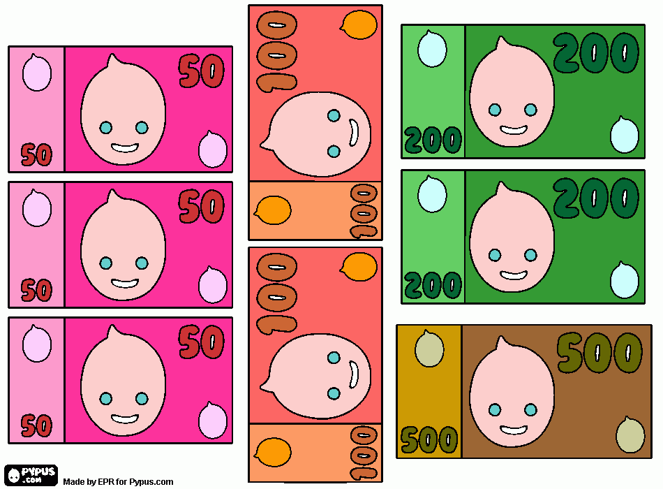 mis billetes  para colorear