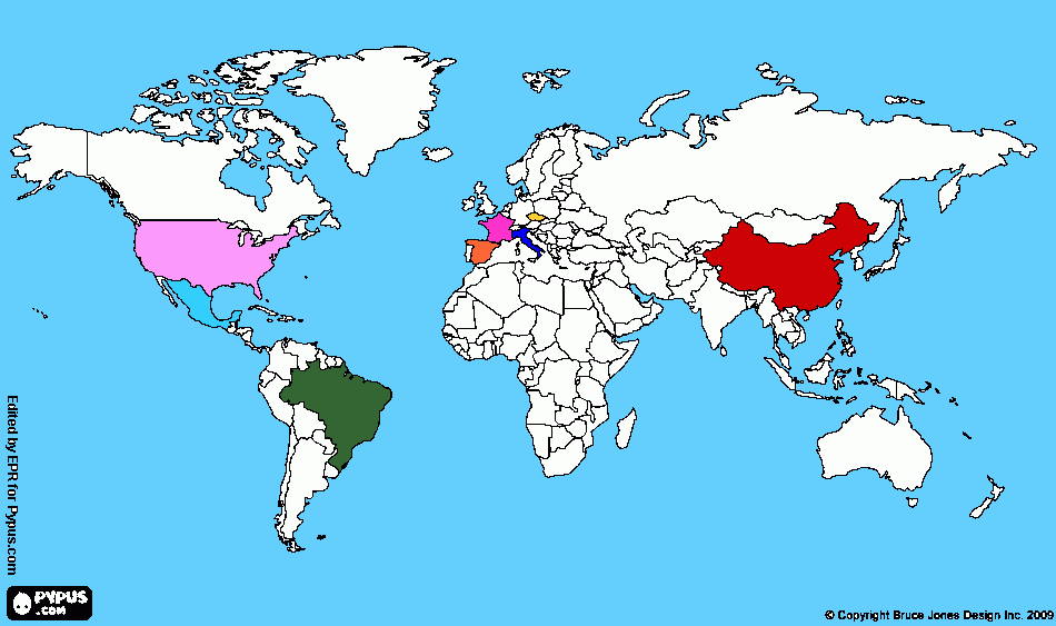 mis paises visitados para colorear