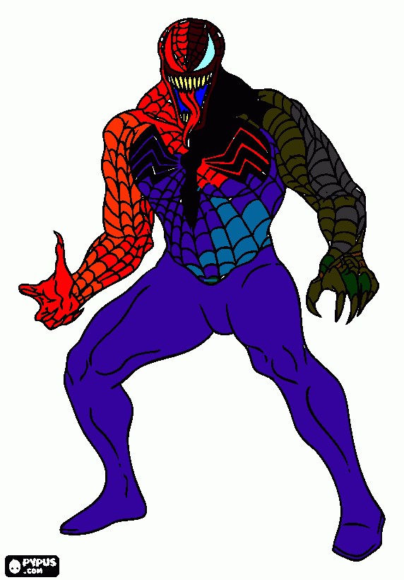 mitad venom mitad carnas para colorear