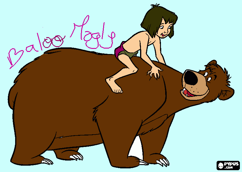 mogy y baloo para colorear
