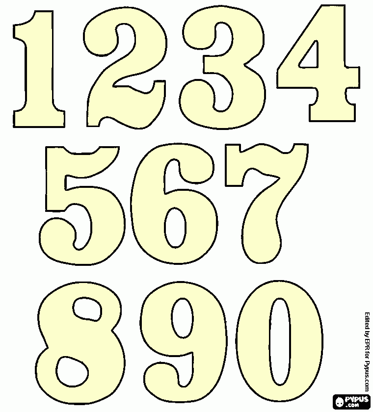 moldes de numeros naturales para colorear