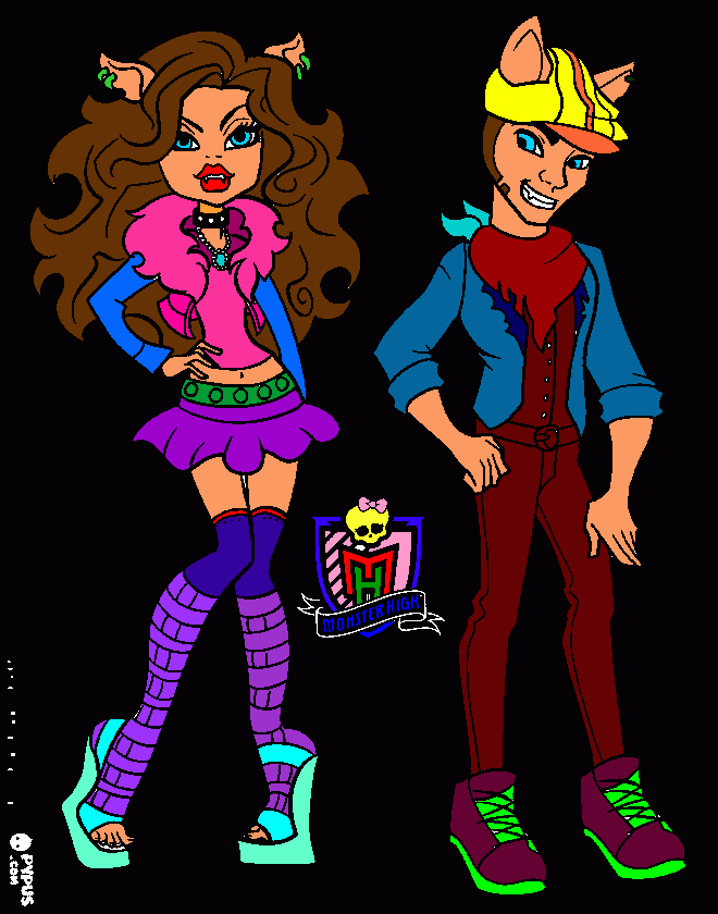 monstres, loba y lobo para colorear