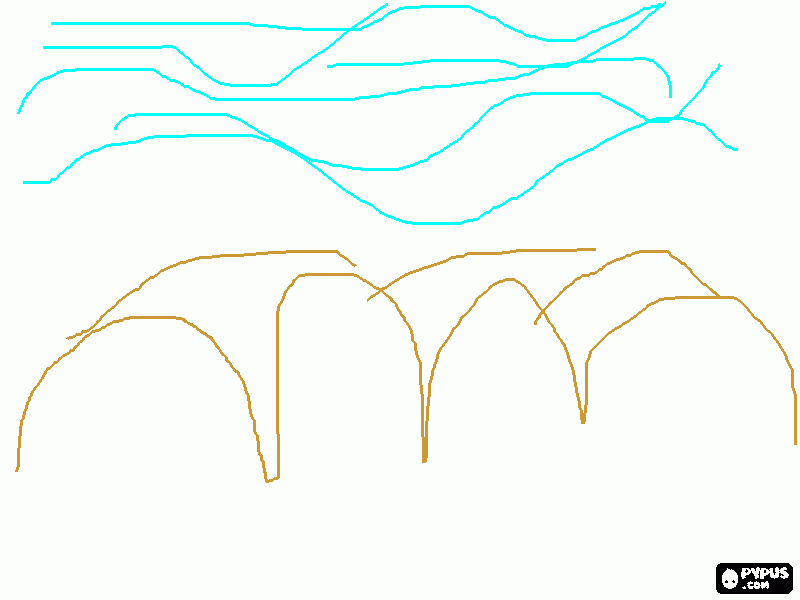 montañas y mar para colorear