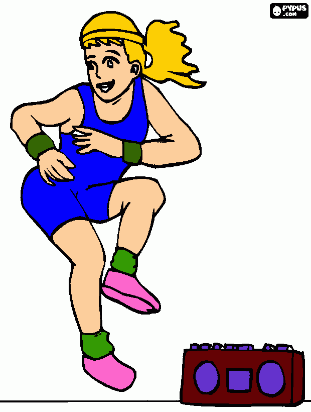 muchacha haciendo aerobic para colorear