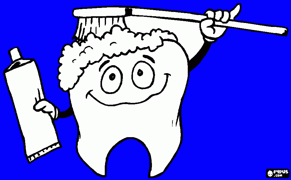 muela lavandose los dientes para colorear