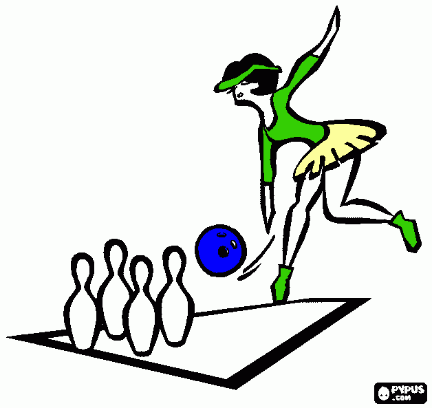 mujer jugando bowling para colorear