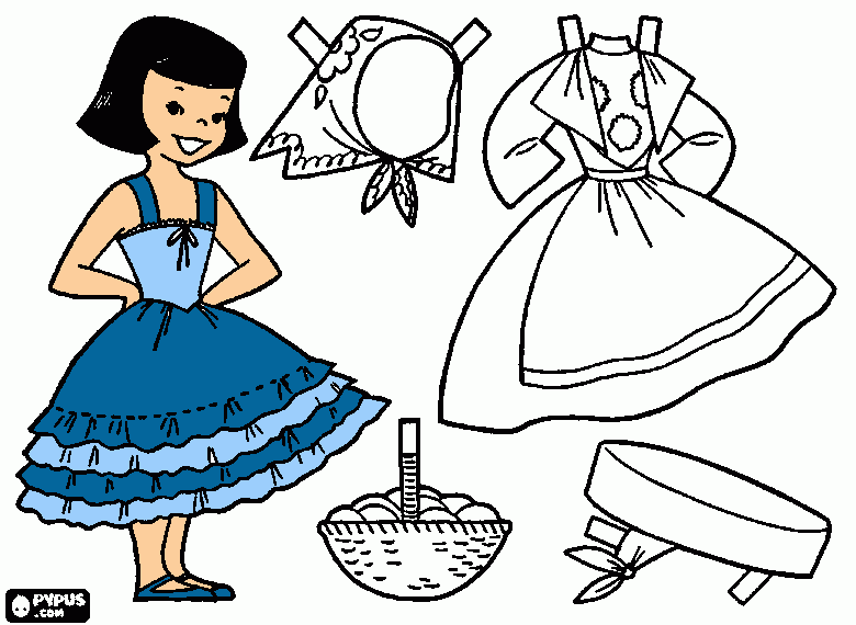 muñeca azul para colorear
