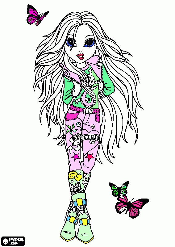 muñeca mariposas para colorear
