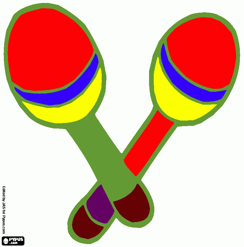 Música trabajo en clase, unas maracas para colorear