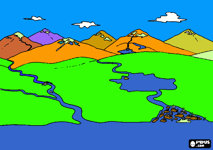 nacimiento de un rio para colorear