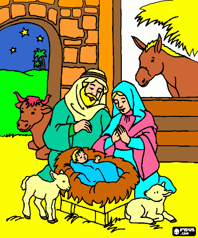 nacimiento del niñito dios para colorear