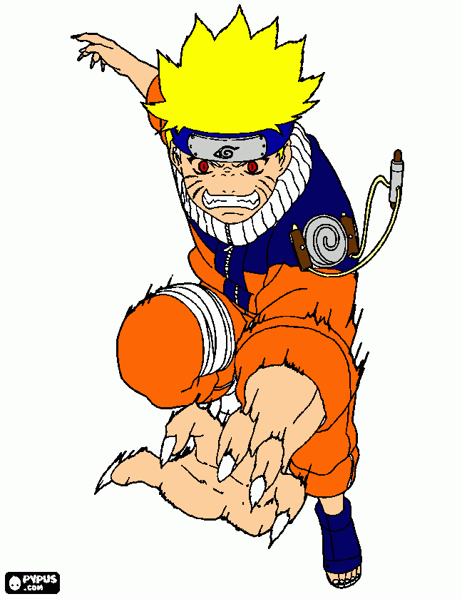 Naruto medio tranformado para colorear
