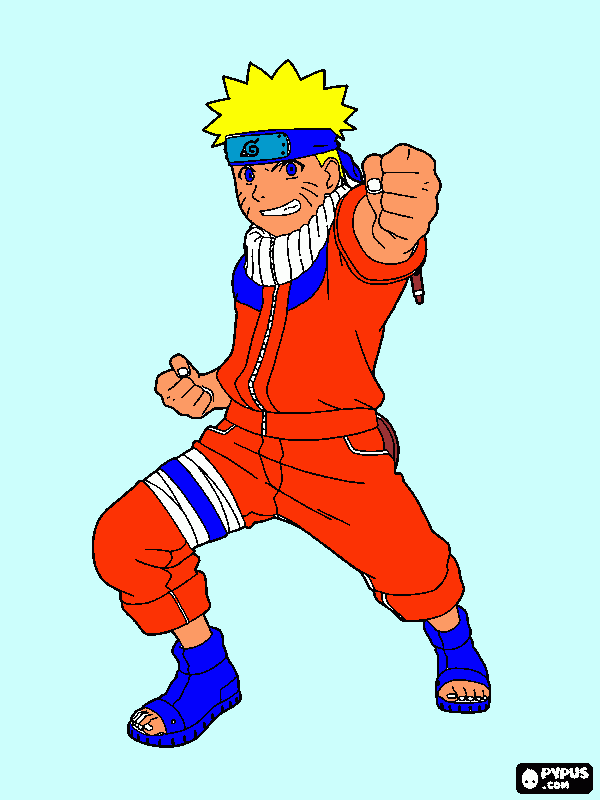 naruto un ninja que tiene dentro de el un zorro de las 9 colas para colorear