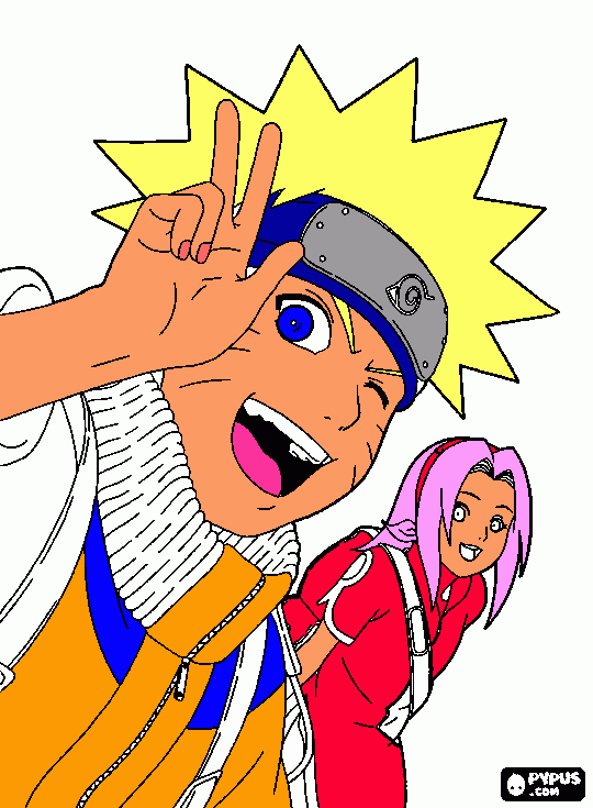 Naruto uzumaki y sakura haruno para colorear