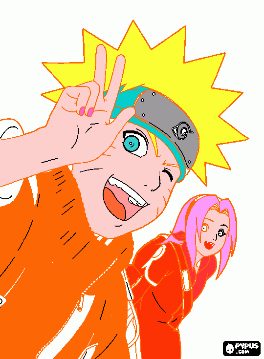 naruto y sakura xd para colorear