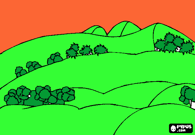 naturalesa del cielo y montañas para colorear