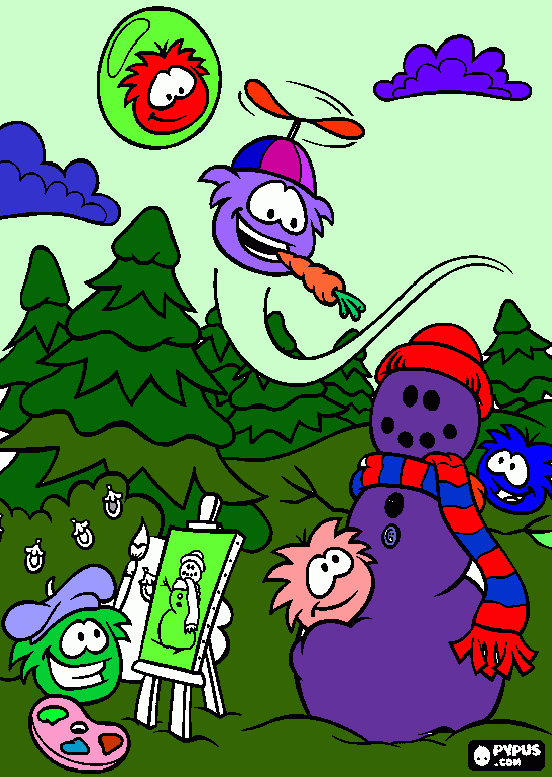 navidad club penguin para colorear
