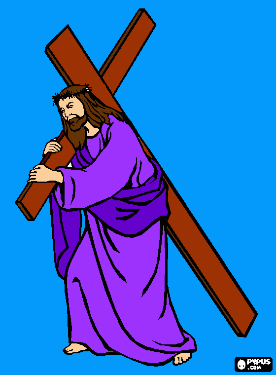 Nazareno cargando la cruz para colorear
